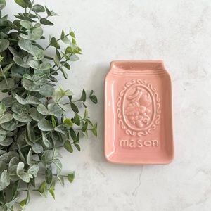 Boho Pink Ceramic Mason Jar Ring/Trinket Dish